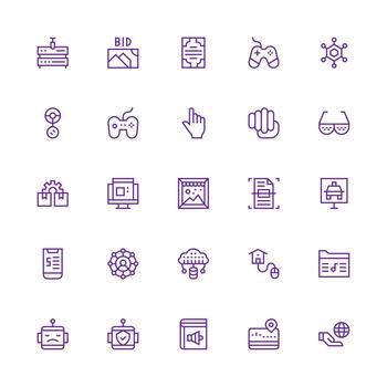 Medium Stroke Outline Icons from Digital Set with 25 Vectors Icon Set for Apps