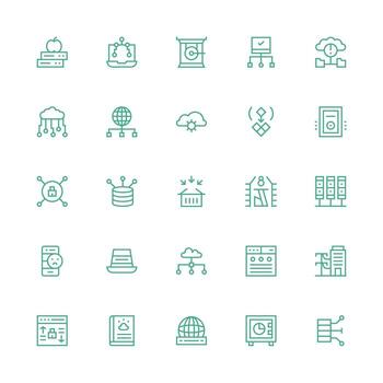 servidor icono colección con 25 medio carrera contorno diseños escalable íconos para todas temas vector