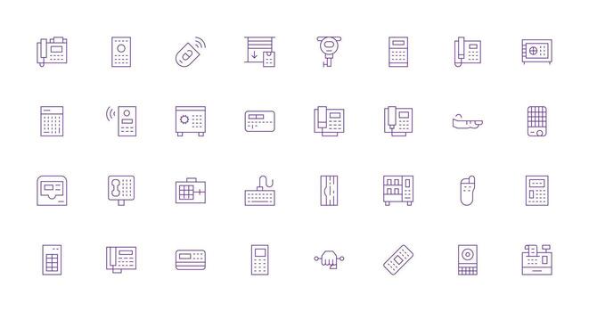 Delgado línea íconos desde teclado conjunto con 32 vectores personalizable icono serie para móvil pantallas