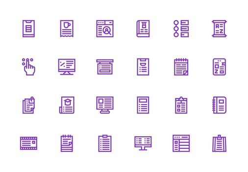 24 Thick Line Line Style Icons from List Collection Multi-Purpose Icon Pack for Templates vector