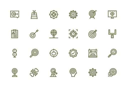 24 Objective Icons in Thick Line Line Aesthetic Balanced Icon Set for Functional Design vector
