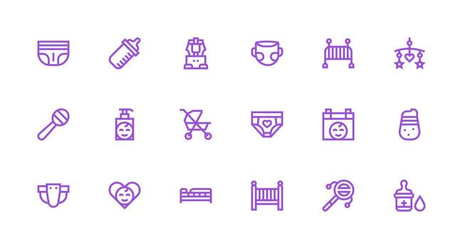 Infant Set with 18 Strong Stroke Line Icons Icons Built for Visual Consistency Pack vector