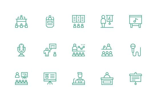 15 Regular Line Icons for Lecture Graphics Smart Icon Collection vector