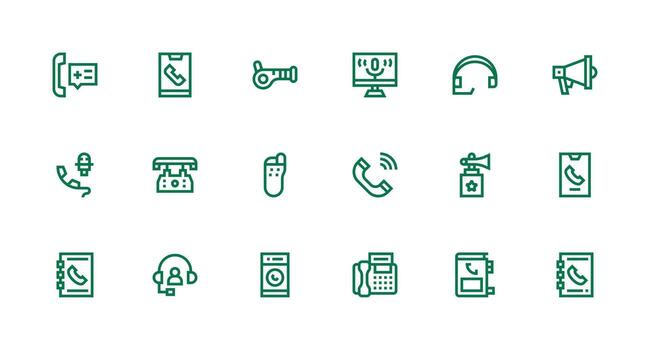 18 Strong Stroke Line Icons for Call Graphics Icon Set for Apps vector