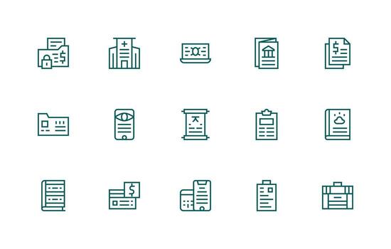 Records Set with 15 Regular Line Icons Pixel Perfect Icons for Modern Apps vector