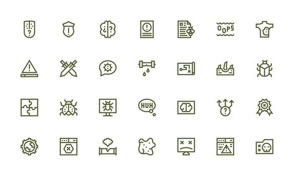 Problem featuring 28 Icons in Bold Line Design Organized Pack for Project Assets vector