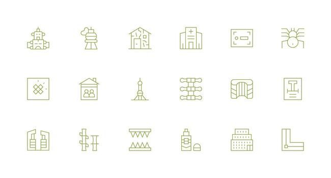 Structure Icon Collection with 18 Minimal Line Designs Simple Icons for Interface and Wireframes vector