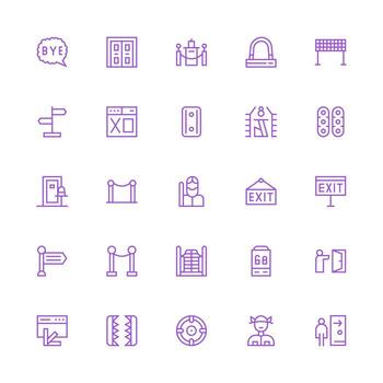 25 íconos para salida en medio carrera contorno formato moderno línea y glifo icono serie vector
