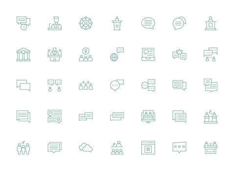 Forum Set with 35 Light Line Icons Multi-Purpose Icon Set vector