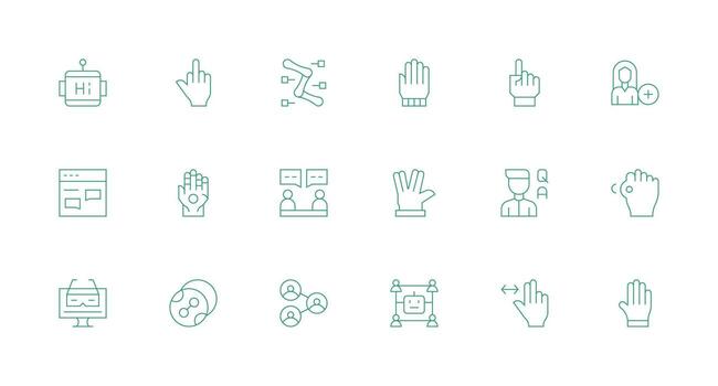 18 Minimal Line Icons for Interaction Graphics Compact Icon Pack vector