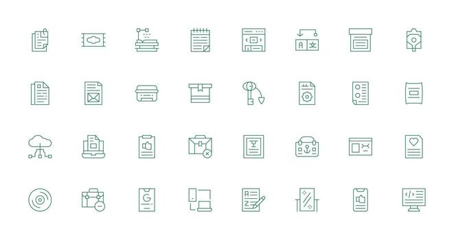 File Visual Pack containing 32 Thin Line Icons Flat Icon Set vector