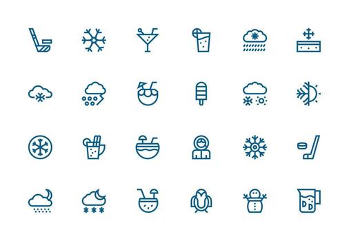 hielo icono conjunto con 24 grueso línea línea gráficos limpiar icono conjunto icono paquete para ui proyectos vector