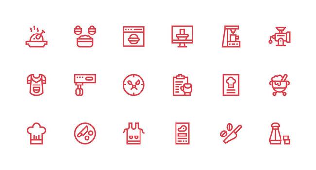 Preparation featuring 18 Icons in Strong Stroke Line Design Minimal Icon Set for Interface Projects vector