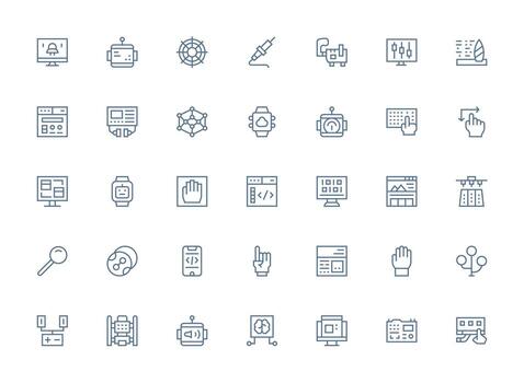 35 Interface Icons in Regular Clean Line Aesthetic Neutral Style Icons for Any Project vector