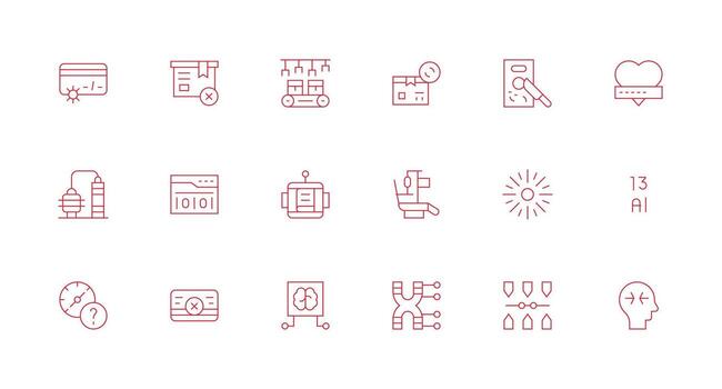 Procesando diseño íconos presentando 18 en mínimo línea estilo digital icono colección vector