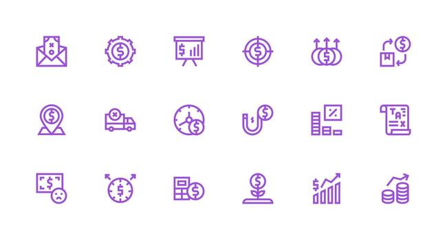 regreso icono colección con 18 fuerte carrera línea diseños completamente editable icono conjunto para web vector