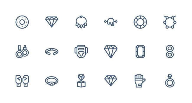 Ring including 18 Strong Stroke Line Illustrations Web Icon Collection vector
