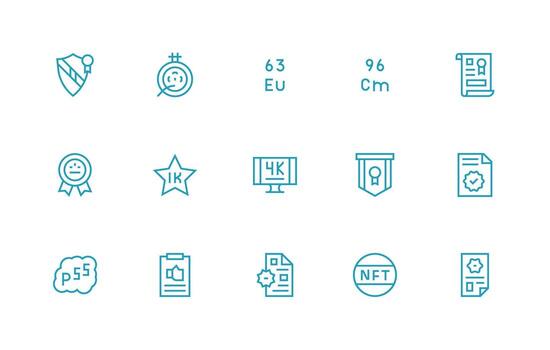 15 regular línea íconos para estándar gráficos glifo icono serie vector