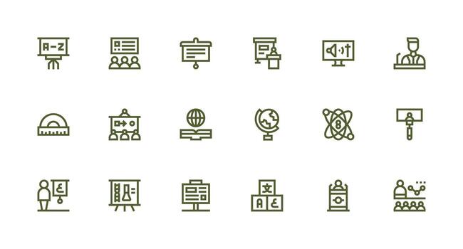 18 Strong Stroke Line Designs for Teaching Icons Clean Set for Layout Prototypes vector