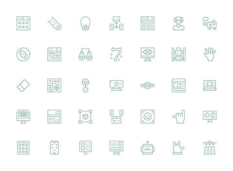 35 Icons for Interface in Light Line Format Clean Icon Set Icon Pack for UI Projects vector