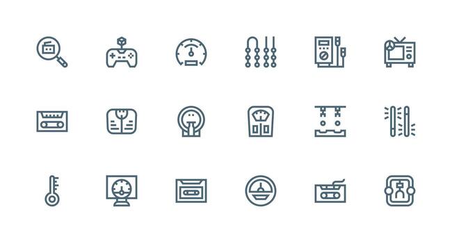 término análogo diseño íconos presentando 18 en fuerte carrera línea estilo estilo icono conjunto vector