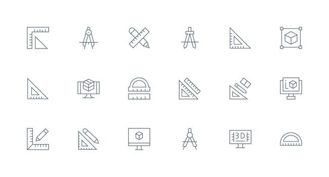 18 Minimal Line Style Icons from Cad Collection Neatly Designed Icons for Web Platforms vector