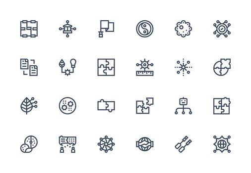 Thick Line Line Style Integration Icons with 24 Vectors Versatile Icon Collection for Designers