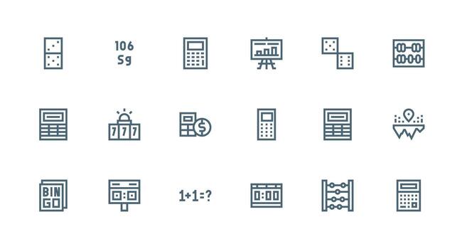 18 fuerte carrera línea estilo íconos desde números colección neutral estilo íconos para ninguna proyecto vector