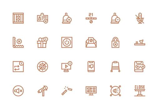 inhabilitar icono conjunto con 24 grueso línea línea gráficos esencial icono conjunto para equipos vector