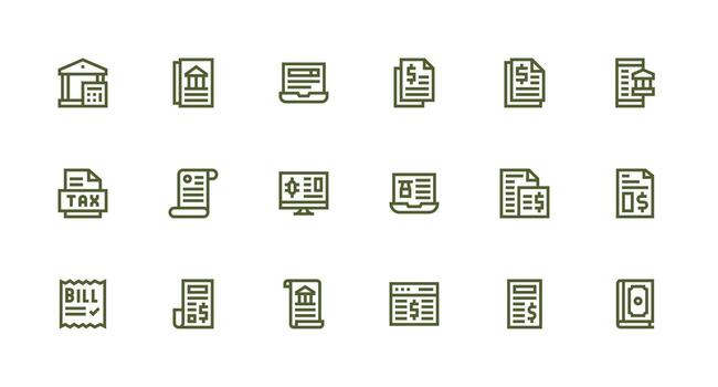 Statement Visual Pack containing 18 Strong Stroke Line Icons Versatile Icon Collection for Designers vector