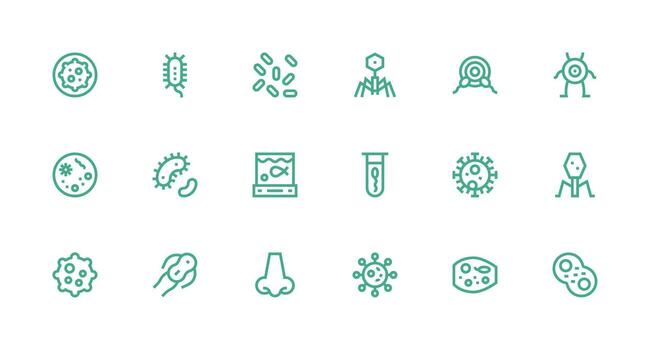 18 Icons for Organism in Strong Stroke Line Format Interface Icon Collection for Daily Projects vector