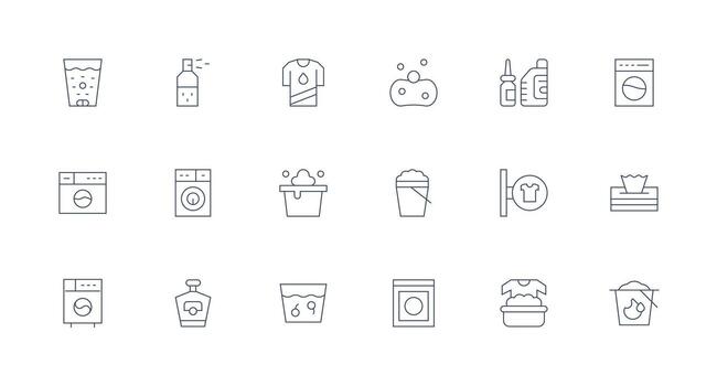 Minimal Line Style Detergent Icons with 18 Vectors Line Icon Collection