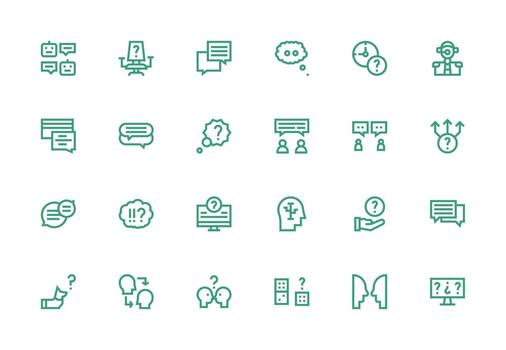 Thick Line Line Style Question Icons with 24 Vectors UI and UX Focused Icon Collection