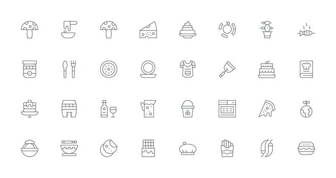32 Food Icons in Thin Line Aesthetic Icons Built for Visual Consistency Pack vector