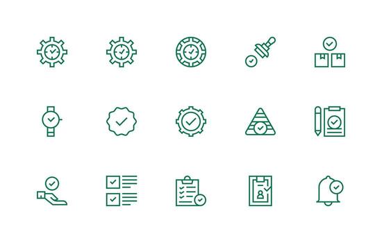 hecho icono conjunto con 15 regular línea gráficos reutilizable icono conjunto vector