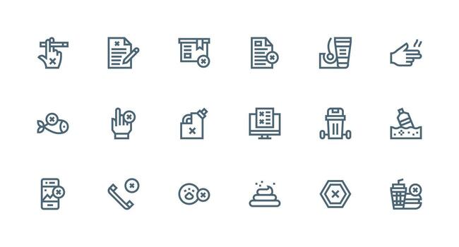 Strong Stroke Line Icons from Refuse Set with 18 Vectors Smart Icon Collection