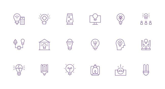 Minimal Line Style Lightbulb Icons with 18 Vectors Multi-Style Icon Collection