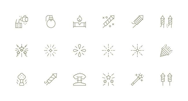 18 Explosion Icons in Minimal Line Aesthetic Clean Icon Collection for Web Use vector