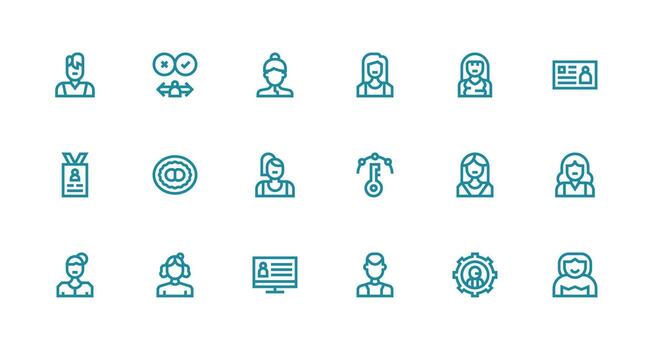 Strong Stroke Line Style User Account Icons with 18 Vectors Neat Icon Set
