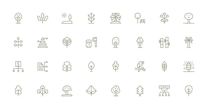 32 Thin Line Designs for Tree Icons Fully Editable Icon Set for Web vector