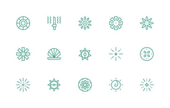 15 Regular Line Icons for Radiating Graphics Theme-Based Icon Pack vector