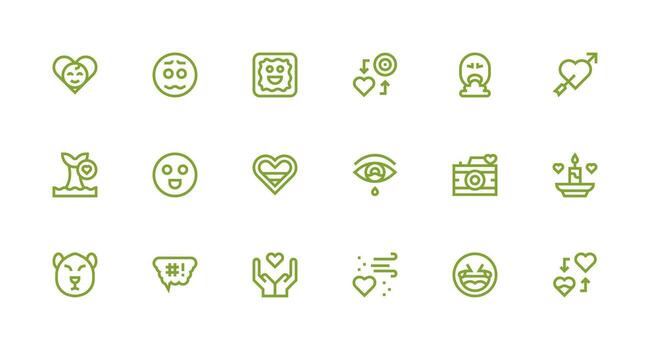 Emotion Design Icons featuring 18 in Strong Stroke Line Style Interface Icon Collection for Daily Projects vector