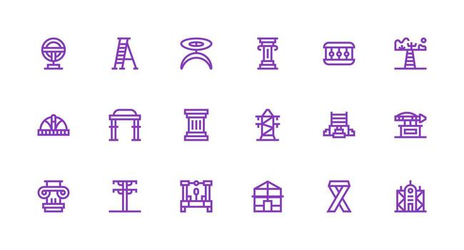 Support Structure Icon Set with 18 Strong Stroke Line Graphics Modern Icon Set vector