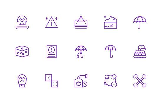 15 Icons for Risk in Regular Line Format Compact Icon Pack vector