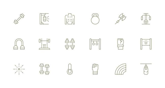 18 Icons for Strength in Minimal Line Format Interface Icons for Daily Use vector