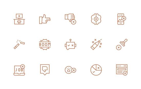 15 Regular Line Icons for Fail Graphics Functional Icon Series vector