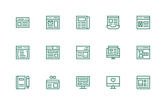 Blog Visual Pack containing 15 Regular Line Icons Neutral Style Icons for Any Project vector