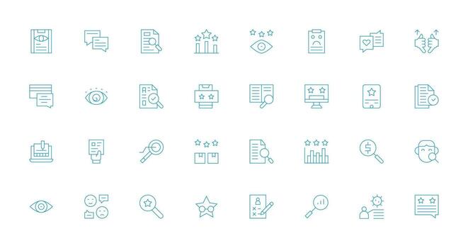 32 Delgado línea estilo íconos desde revisión colección completar icono haz para web diseño vector
