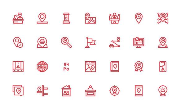 Address Icon Set with 28 Bold Line Graphics Essential Icons for Rapid UI Building vector