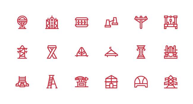 fuerte carrera línea estilo apoyo estructura íconos con 18 vectores completamente editable icono conjunto para web